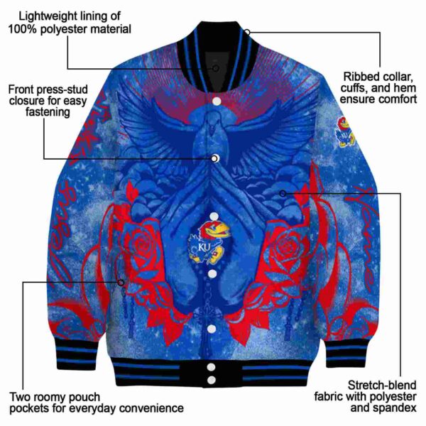 custom kansas jayhawks praying hands blue jacket new arrival