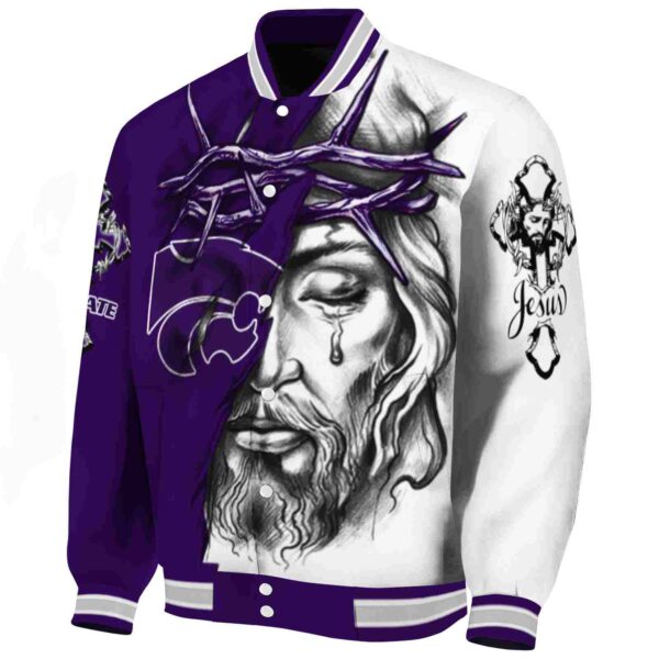 custom kansas state wildcats jesus tears purple white jacket best selling