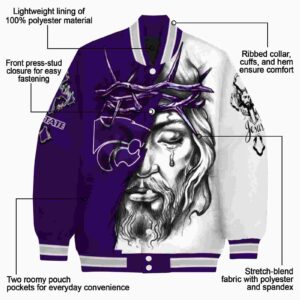 custom kansas state wildcats jesus tears purple white jacket new arrival