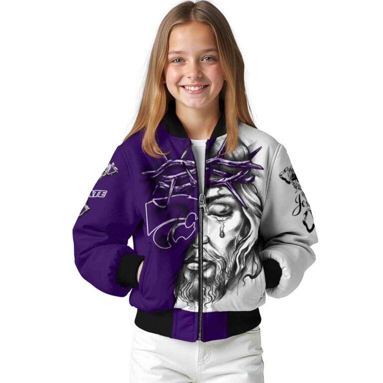 custom kansas state wildcats jesus tears purple white jacket top rated