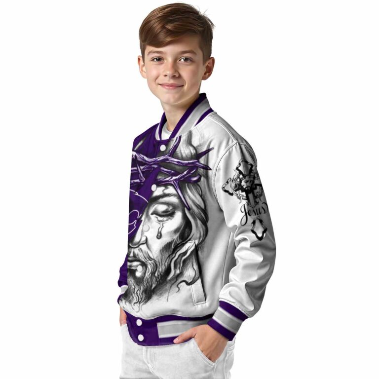 custom kansas state wildcats jesus tears purple white jacket trendy