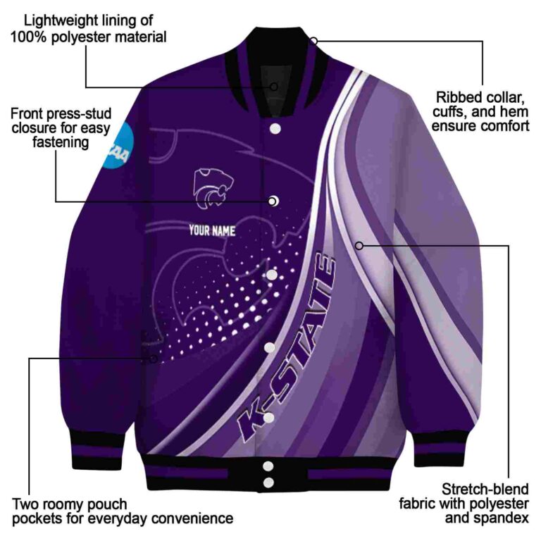 custom kansas state wildcats wave patterns purple jacket new arrival