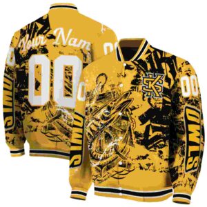 custom kennesaw state owls fishing art gold jacket fashion forward