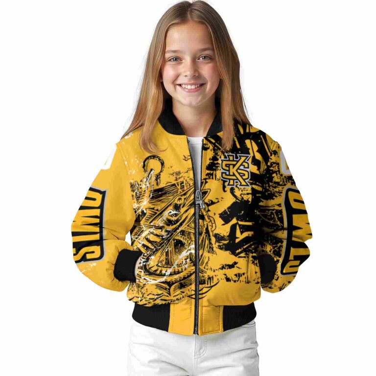 custom kennesaw state owls fishing art gold jacket top rated