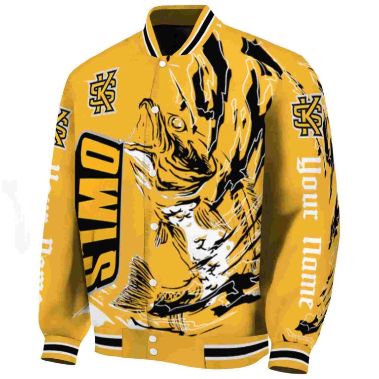custom kennesaw state owls fishing passion gold white jacket best selling