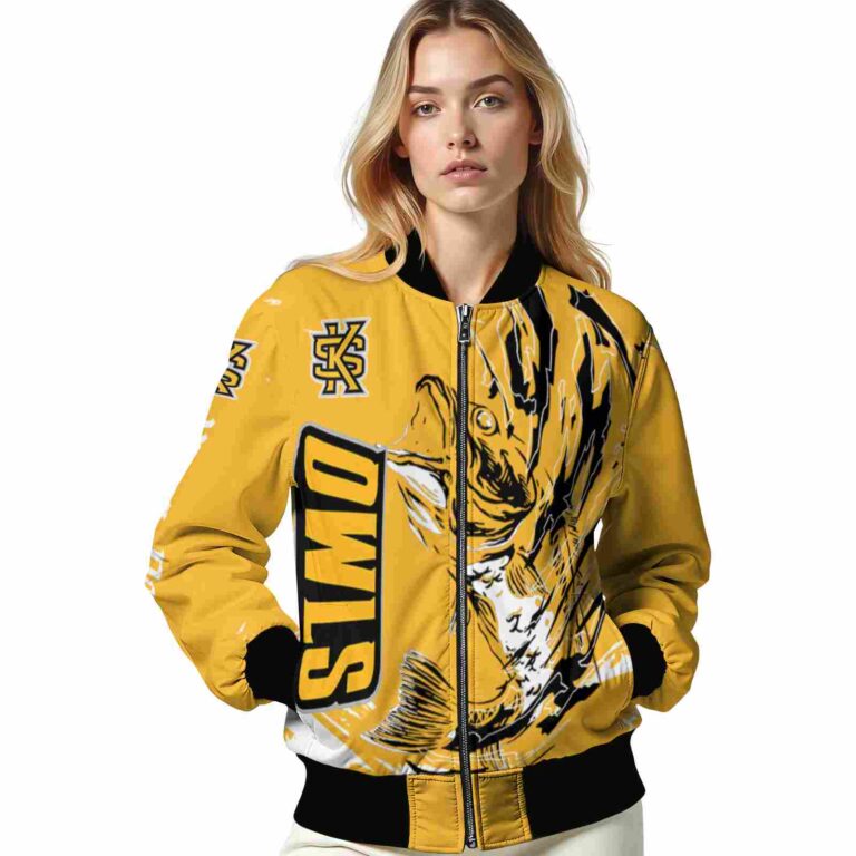 custom kennesaw state owls fishing passion gold white jacket latest model