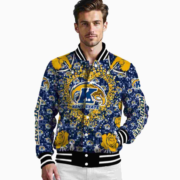 custom kent state golden flashes heart explosion navy blue jacket high quality