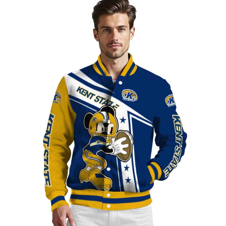 custom kent state golden flashes mickey football navy blue white jacket high quality