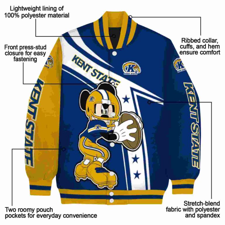 custom kent state golden flashes mickey football navy blue white jacket new arrival