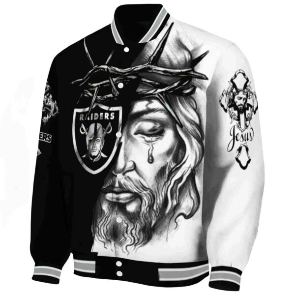 custom las vegas raiders jesus tears black white jacket best selling