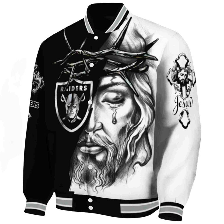 custom las vegas raiders jesus tears black white jacket best selling