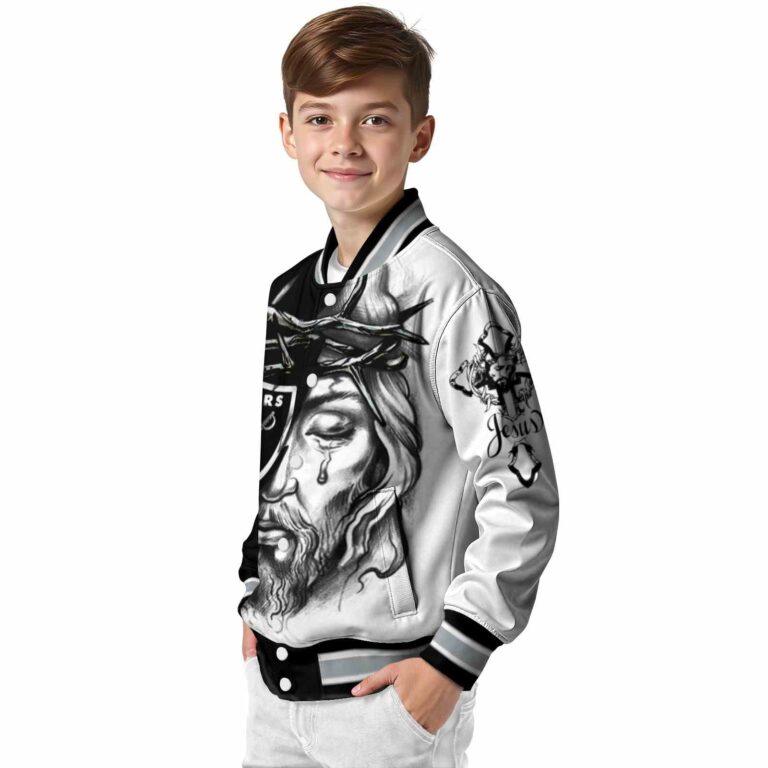 custom las vegas raiders jesus tears black white jacket trendy