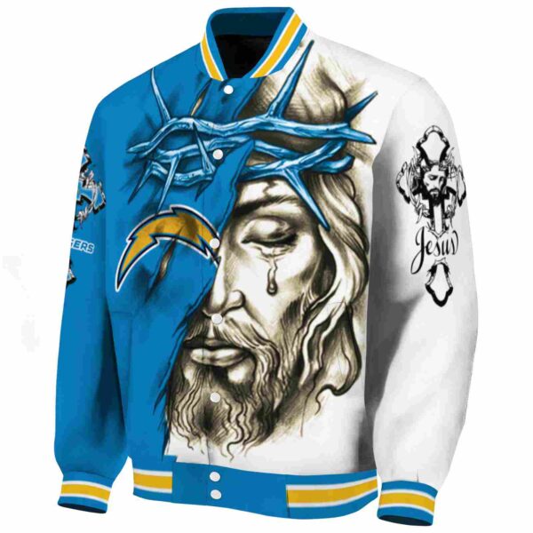 custom los angeles chargers jesus tears blue white jacket best selling