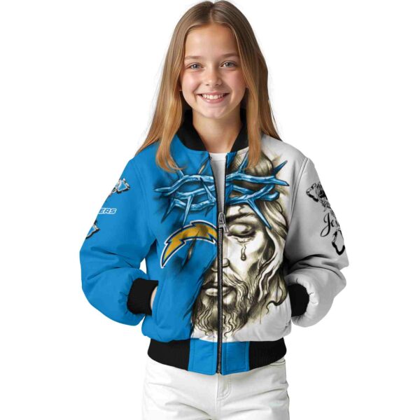 custom los angeles chargers jesus tears blue white jacket top rated