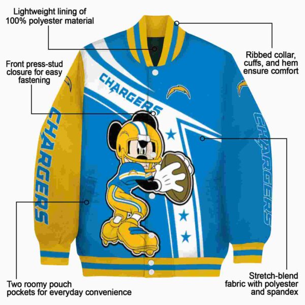 custom los angeles chargers mickey football blue white jacket new arrival