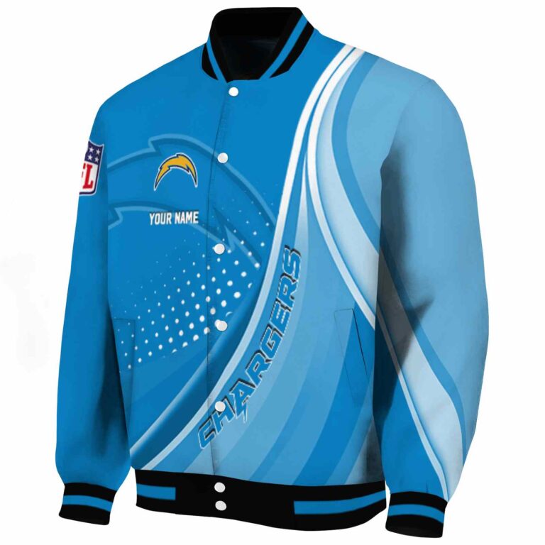 custom los angeles chargers wave patterns blue jacket best selling