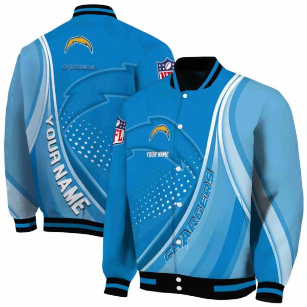 custom los angeles chargers wave patterns blue jacket fashion forward