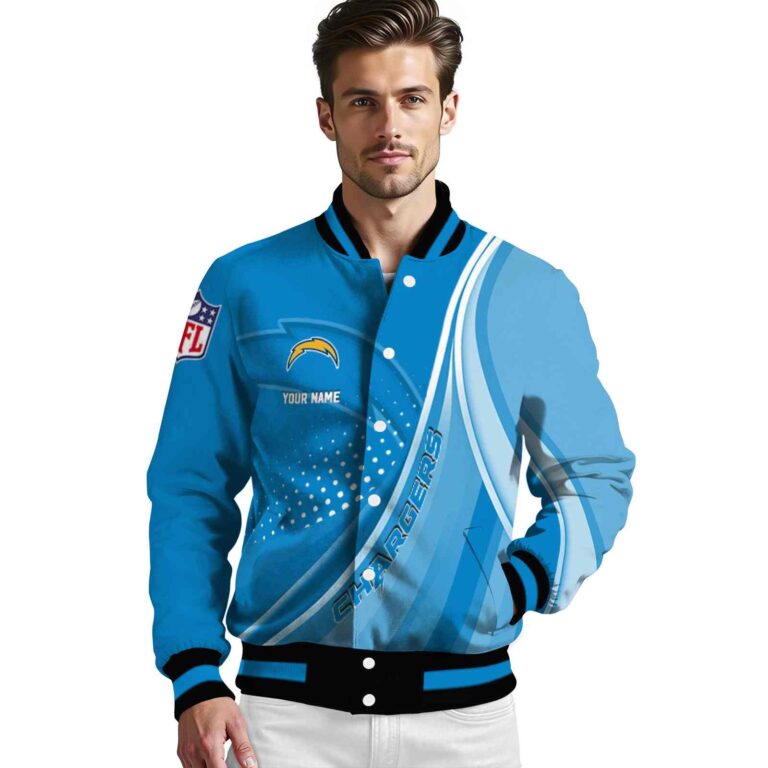 custom los angeles chargers wave patterns blue jacket high quality