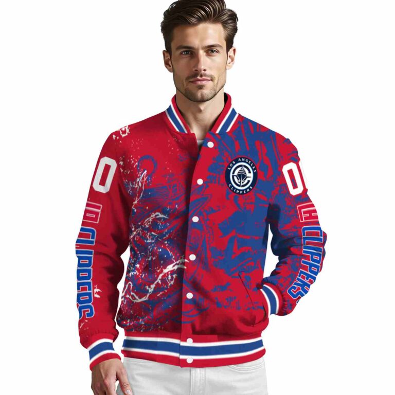 custom los angeles clippers fishing art red jacket high quality