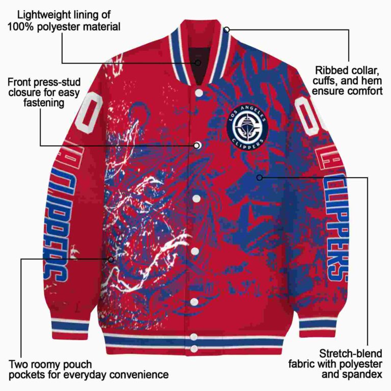 custom los angeles clippers fishing art red jacket new arrival