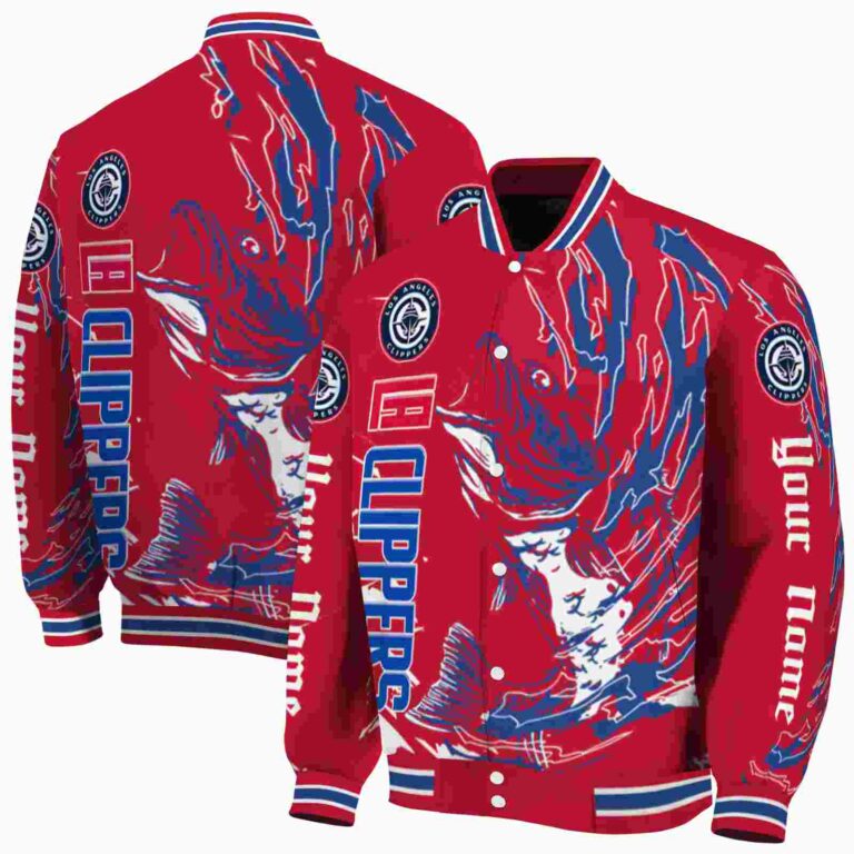 custom los angeles clippers fishing passion red white jacket fashion forward