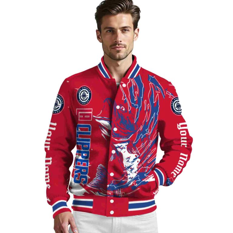 custom los angeles clippers fishing passion red white jacket high quality