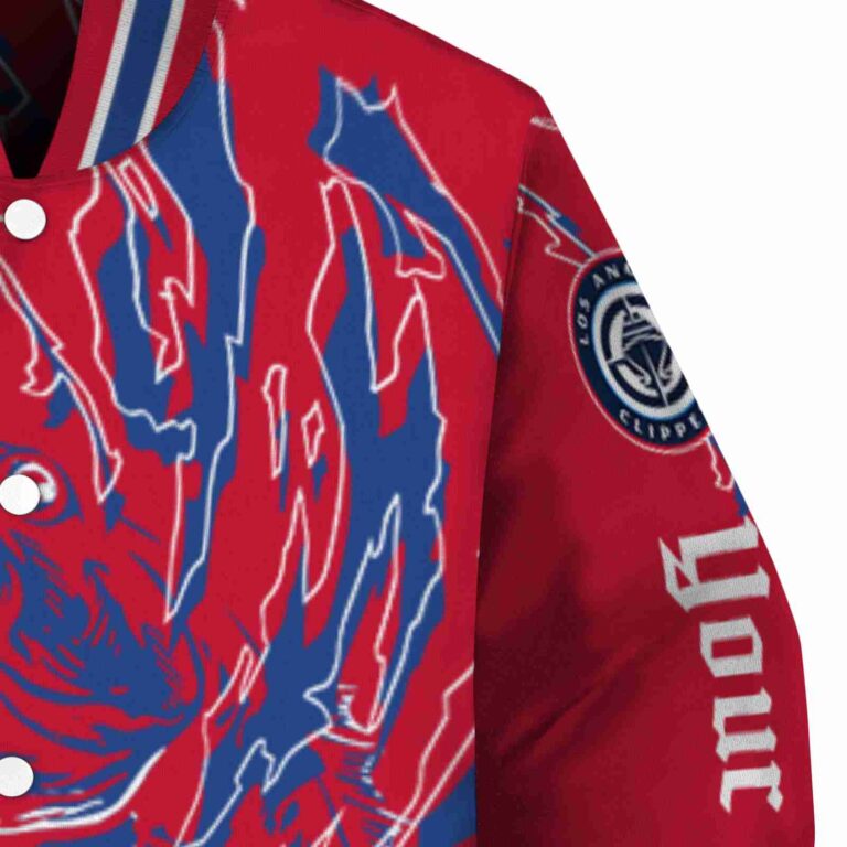 custom los angeles clippers fishing passion red white jacket premium grade