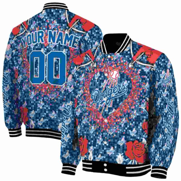 custom los angeles dodgers heart explosion blue jacket fashion forward