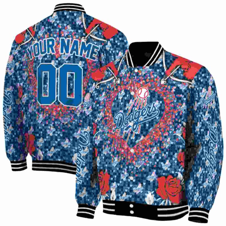 custom los angeles dodgers heart explosion blue jacket fashion forward
