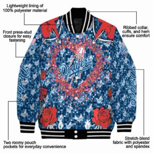 custom los angeles dodgers heart explosion blue jacket new arrival