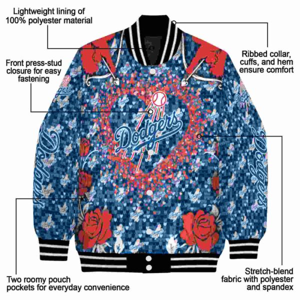 custom los angeles dodgers heart explosion blue jacket new arrival
