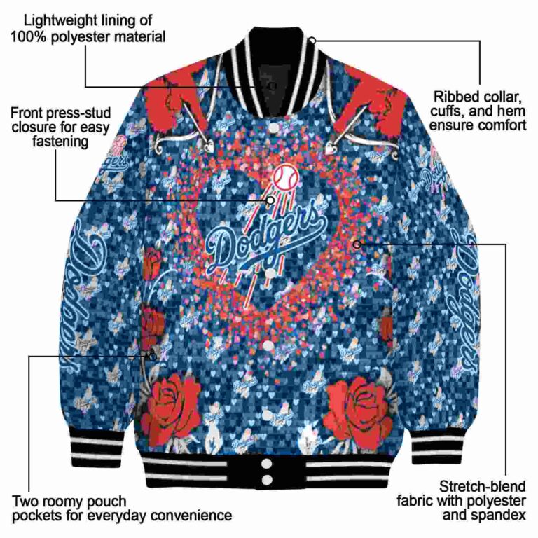 custom los angeles dodgers heart explosion blue jacket new arrival