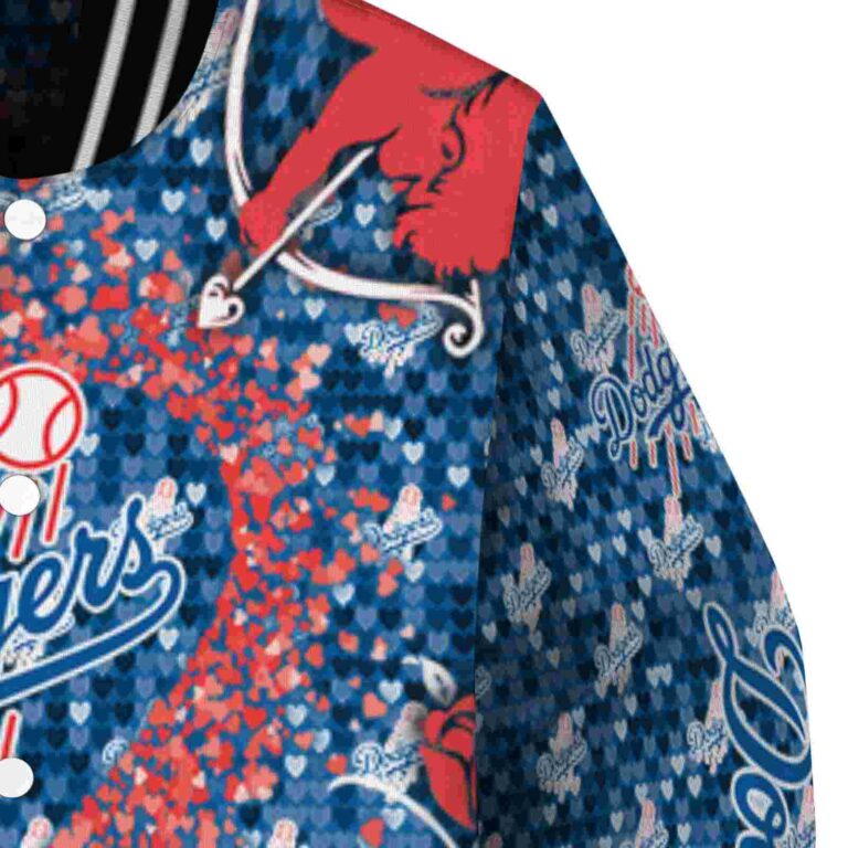 custom los angeles dodgers heart explosion blue jacket premium grade