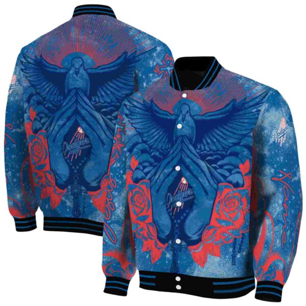 custom los angeles dodgers praying hands blue jacket fashion forward