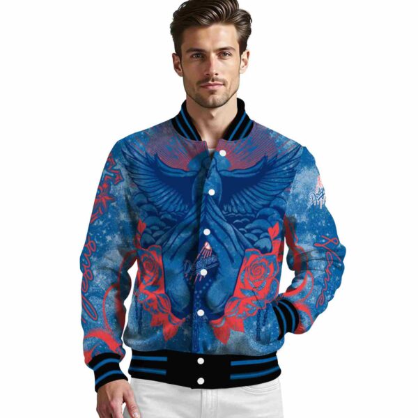 custom los angeles dodgers praying hands blue jacket high quality
