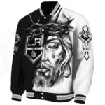 custom los angeles kings jesus tears black white jacket best selling