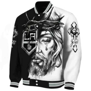 custom los angeles kings jesus tears black white jacket best selling