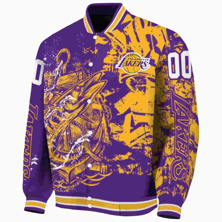 custom los angeles lakers fishing art purple jacket best selling