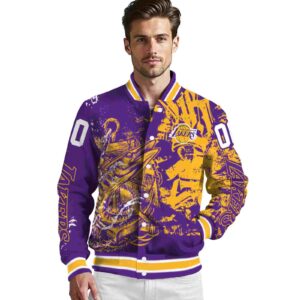 custom los angeles lakers fishing art purple jacket high quality