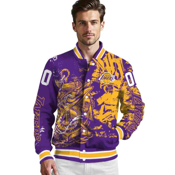 custom los angeles lakers fishing art purple jacket high quality