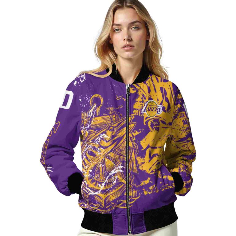 custom los angeles lakers fishing art purple jacket latest model