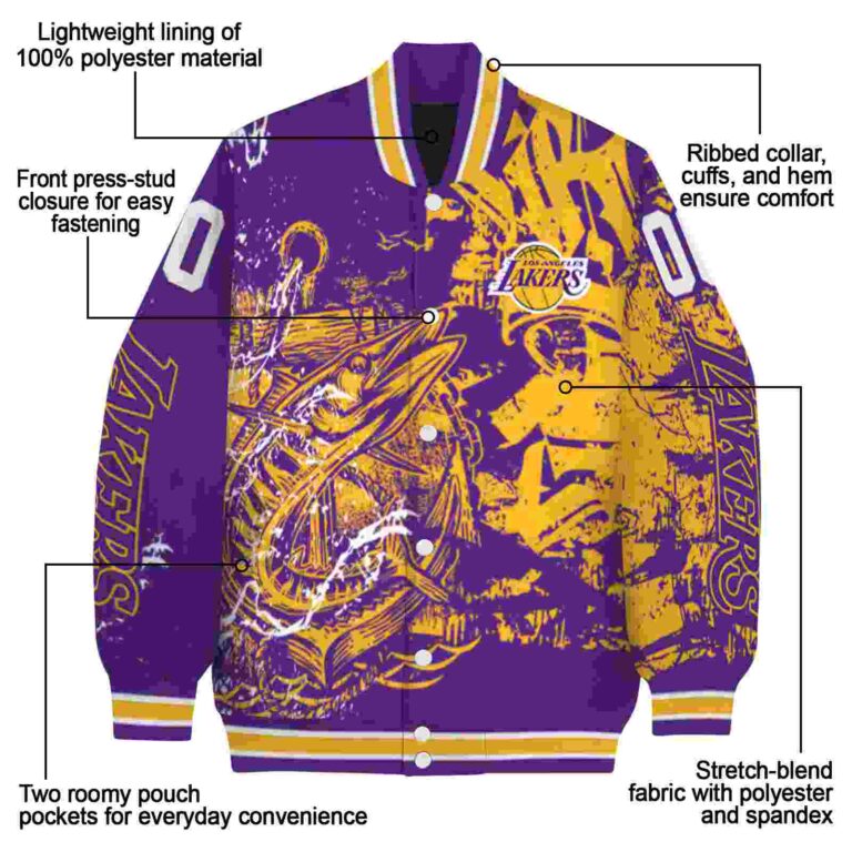 custom los angeles lakers fishing art purple jacket new arrival