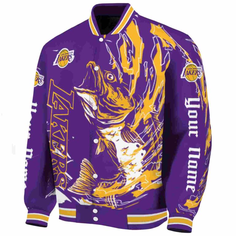 custom los angeles lakers fishing passion purple white jacket best selling