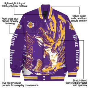 custom los angeles lakers fishing passion purple white jacket new arrival