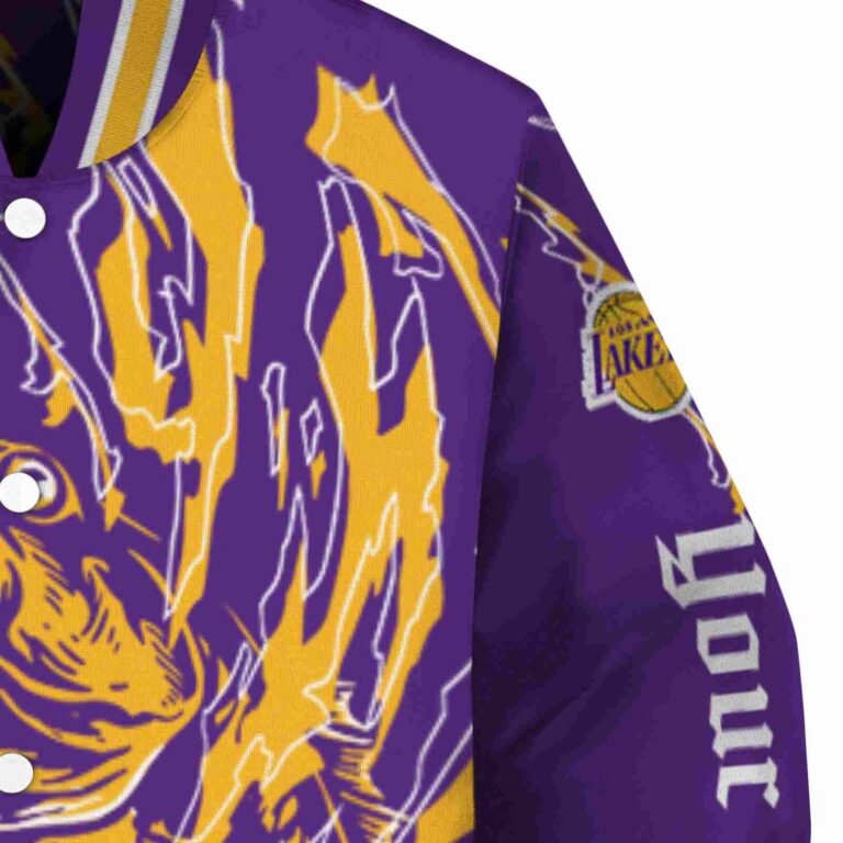 custom los angeles lakers fishing passion purple white jacket premium grade