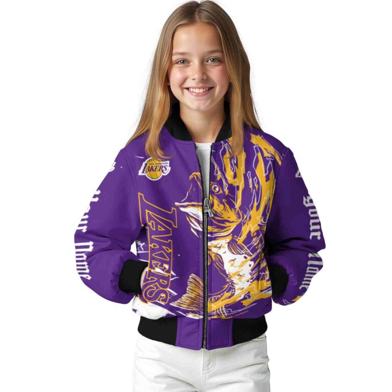 custom los angeles lakers fishing passion purple white jacket top rated