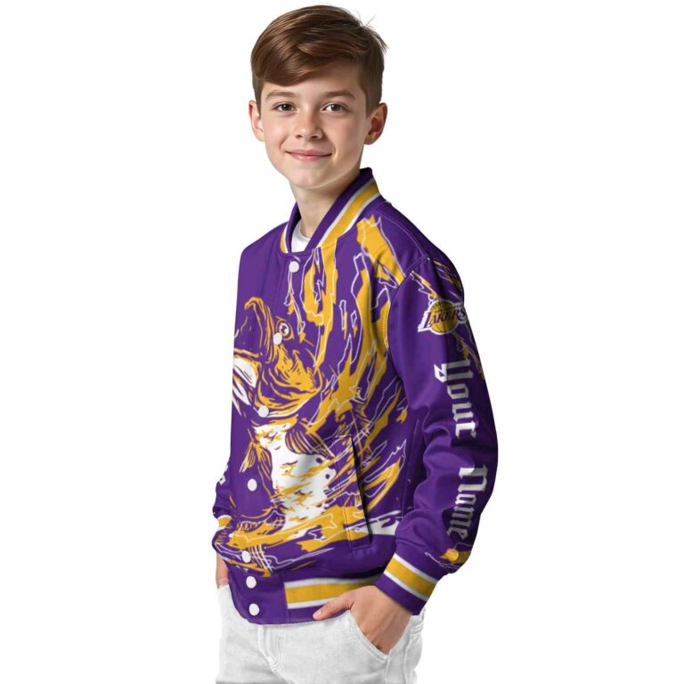 custom los angeles lakers fishing passion purple white jacket trendy