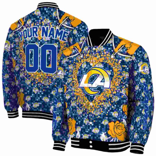 custom los angeles rams heart explosion blue jacket fashion forward