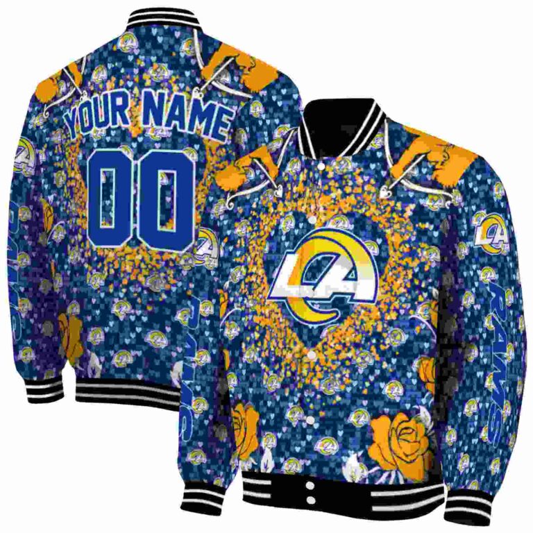 custom los angeles rams heart explosion blue jacket fashion forward
