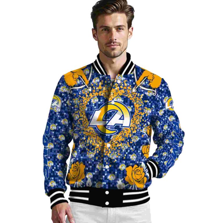 custom los angeles rams heart explosion blue jacket high quality